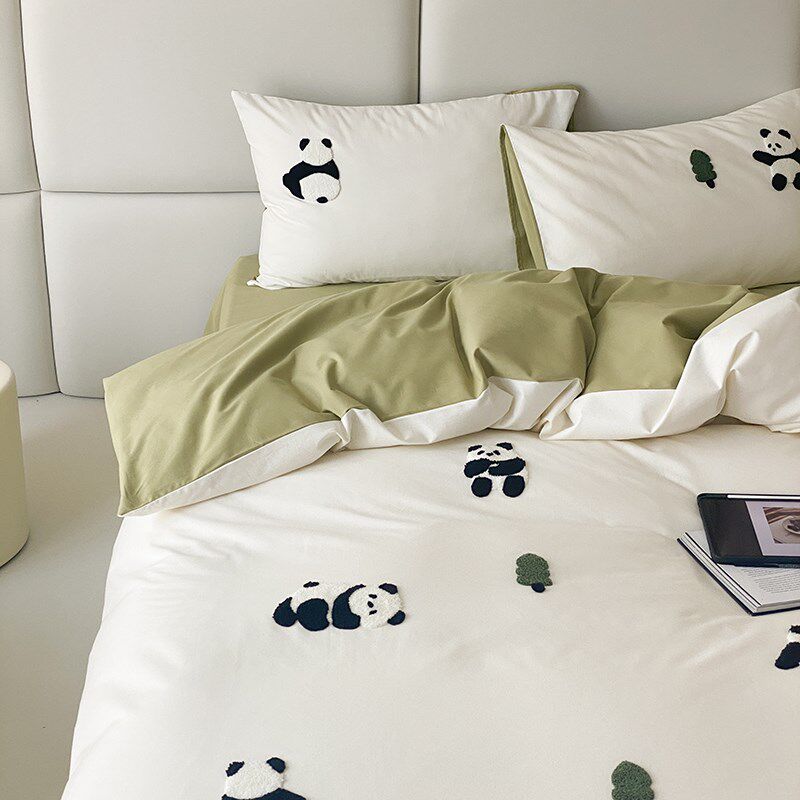 Moryio小清新ins毛巾绣秋冬A全棉磨毛四件套纯棉加厚保暖被套床单