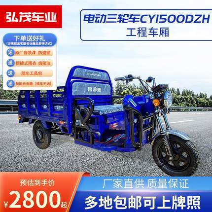 常州电动三轮车可上牌国标快递拉货家用农用摆摊载货载重王电瓶车