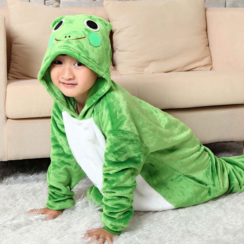 新款青蛙卡通动物连体睡衣男女情侣儿童亲子万圣节青蛙演出服学生