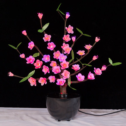 感应灯盆景花灯桃花寿心七彩灯光纤梅花枝LED腊梅灯春节装饰摆件