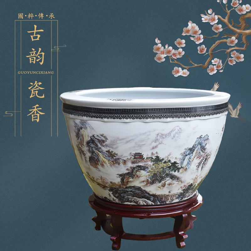 景德镇陶瓷鱼缸古法养鱼缸庭院荷花缸家用乌龟缸生态锦鲤缸风水缸