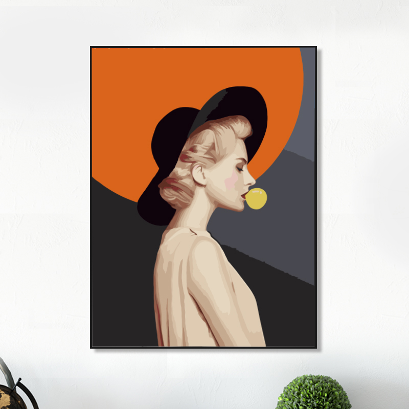 手绘DIY数字油画抽象个性艺术装饰画少女填充油彩画北欧挂画丙烯图片