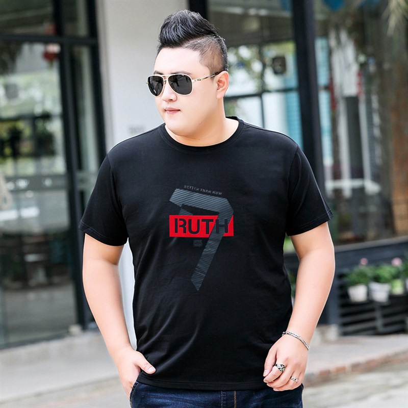 胖无忧大码男士加肥加大号男装夏季短袖圆领纯棉T恤胖子胖人上衣