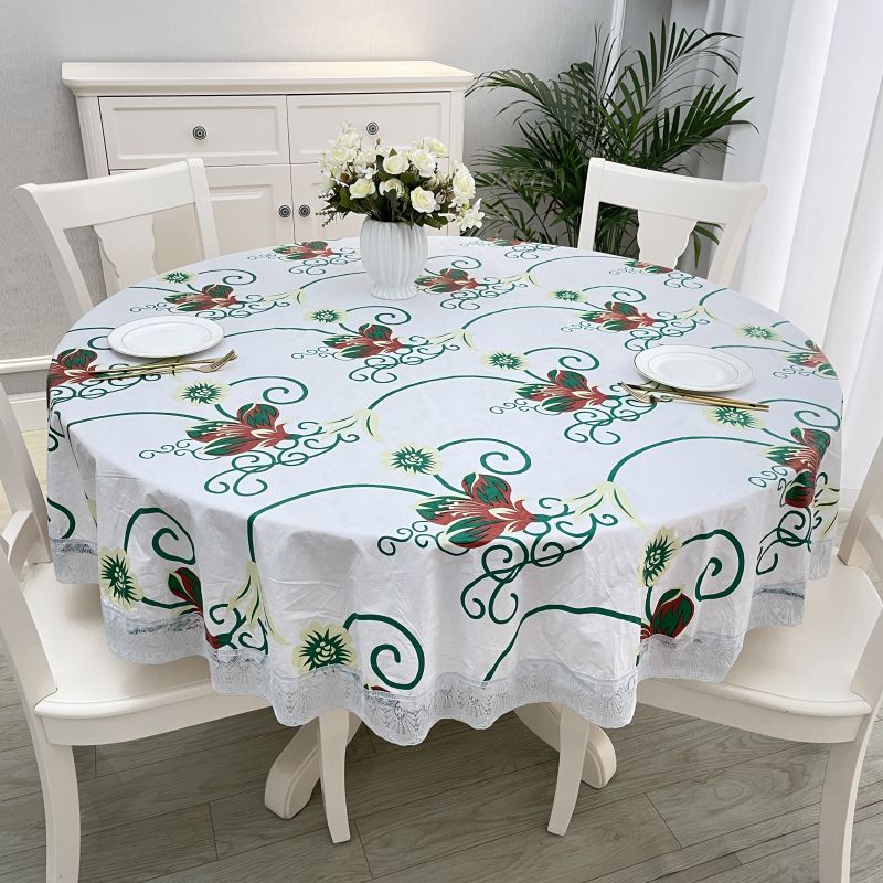 加厚PVC塑料大圆形餐桌布圆台布饭店家用圆桌布防水防油免清洗