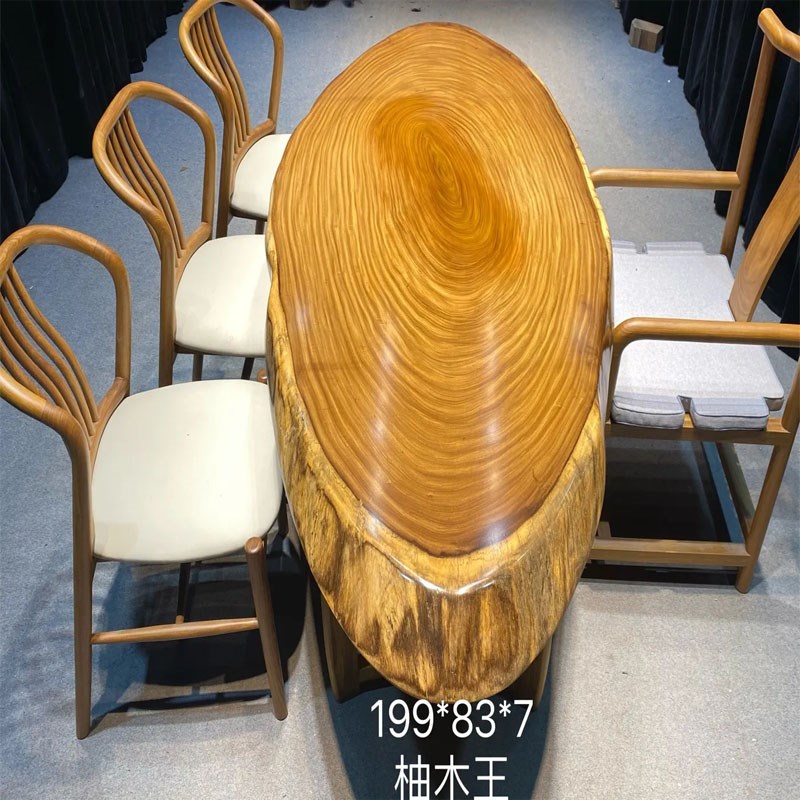 非洲柚木王实木茶台原木餐桌会议桌大板茶桌泡茶桌大班台整板书桌