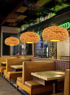 新中式竹艺吊灯民宿客栈茶楼灯笼农家乐特色餐厅火锅店竹编装饰灯