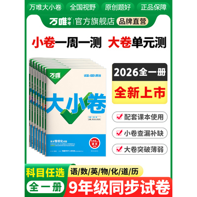 2026新版万唯大小卷九年级语文数学英语物理化学历史政治全一册9年级同步试卷巩固基础原创好题教材同步综合检测卷单元测试卷