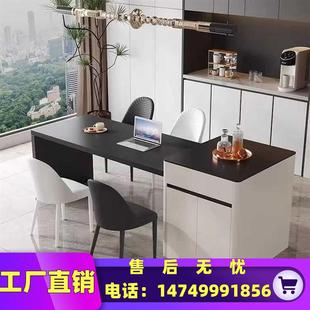 多功能导台开放厨房直销 轻奢岩板岛台餐桌一体极简伸缩家用成品