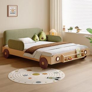清晨森林清晨森林儿童床男孩卧室床1米5汽车床全实木男童带护栏床