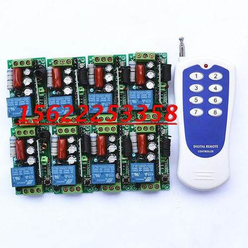 12V24V220V8路无线遥控开关+1000米遥控器一拖八灯具电机门禁控制