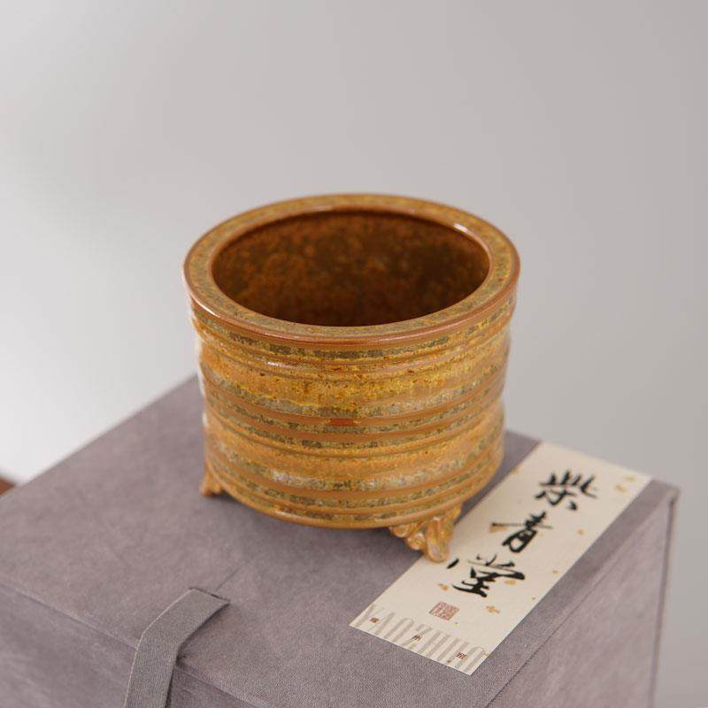 钧窑李峰手作中式覆古茶叶末釉窑变青瓷纯天然矿石釉香道香器香炉