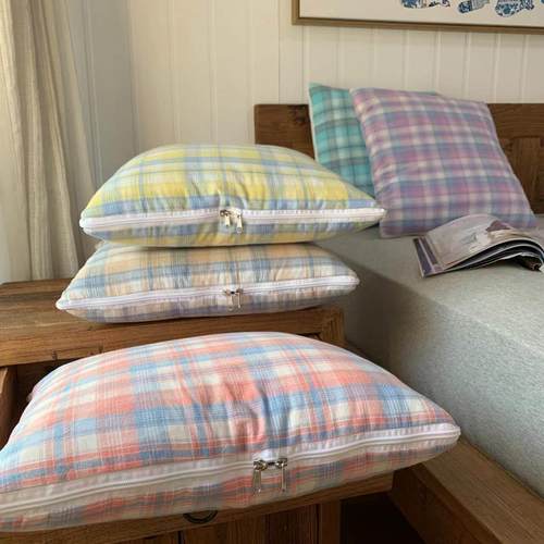 刘大姐家 色织水洗棉抱枕被 两用午睡夏被 车载办公室靠垫被子