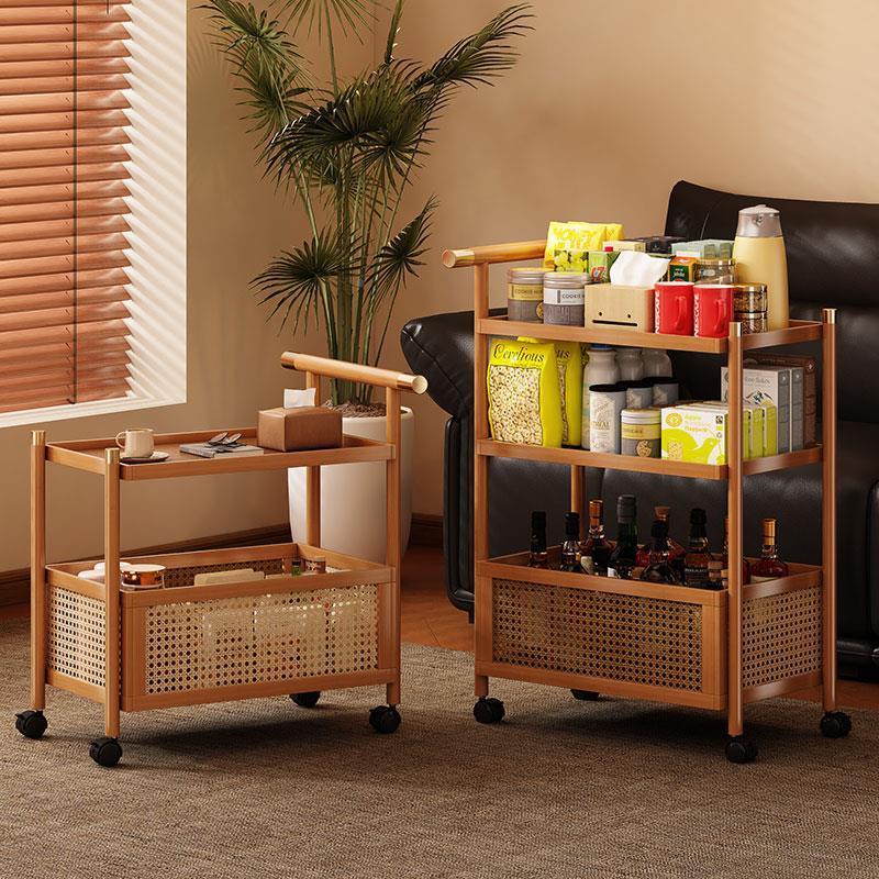 编沙发边几中古小推车可移动拉推茶层几藤收纳筐覆古多床头置物架