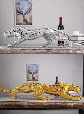 创意家居豹饰品客厅电视柜软装酒店会所大堂豪华豹工艺品