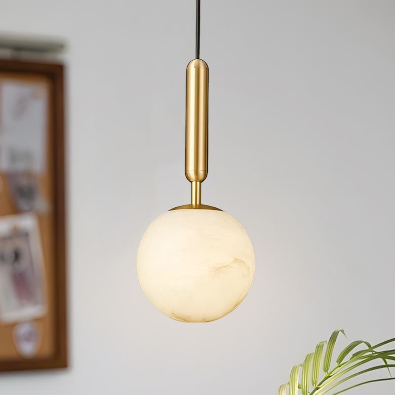 全铜云石吊灯现代简约设计师玄关吧台楼梯卧室床头单头餐厅小吊灯