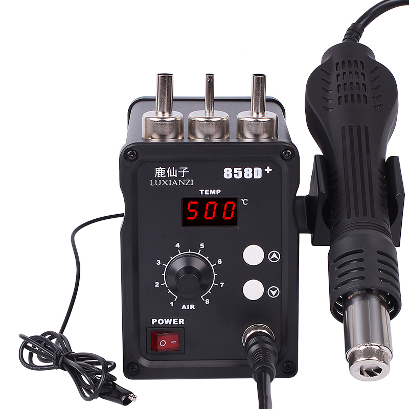 鹿仙子热风枪拆焊台858D数显恒温调温电烙铁手机维修焊接工具烤枪