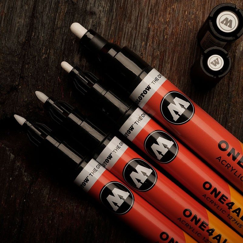 MOLOTOW丙烯马克笔黑色勾线条白色提白高光笔手绘1mm1.5/2/4mm