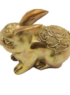 纯铜兔子摆件家居装饰品客厅摆设工艺品生肖兔福字铜兔礼品中式