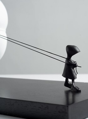 东来家居创意拉气球小孩摆件客厅玄关柜摆设样板间儿童房软装饰品