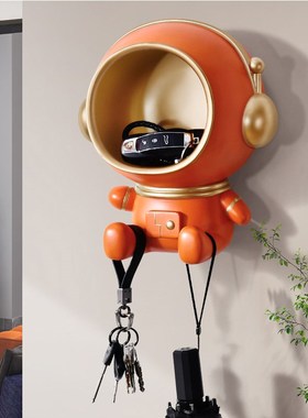 宇航员钥匙壁挂玄关收纳摆件入户门口免打孔墙上装饰多功能置物架