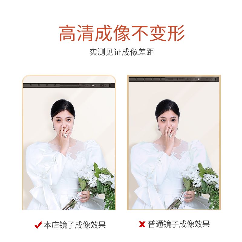 隐藏式全身镜隐形全身镜可推拉画九鱼暗藏可关闭镜子超薄简约牡丹