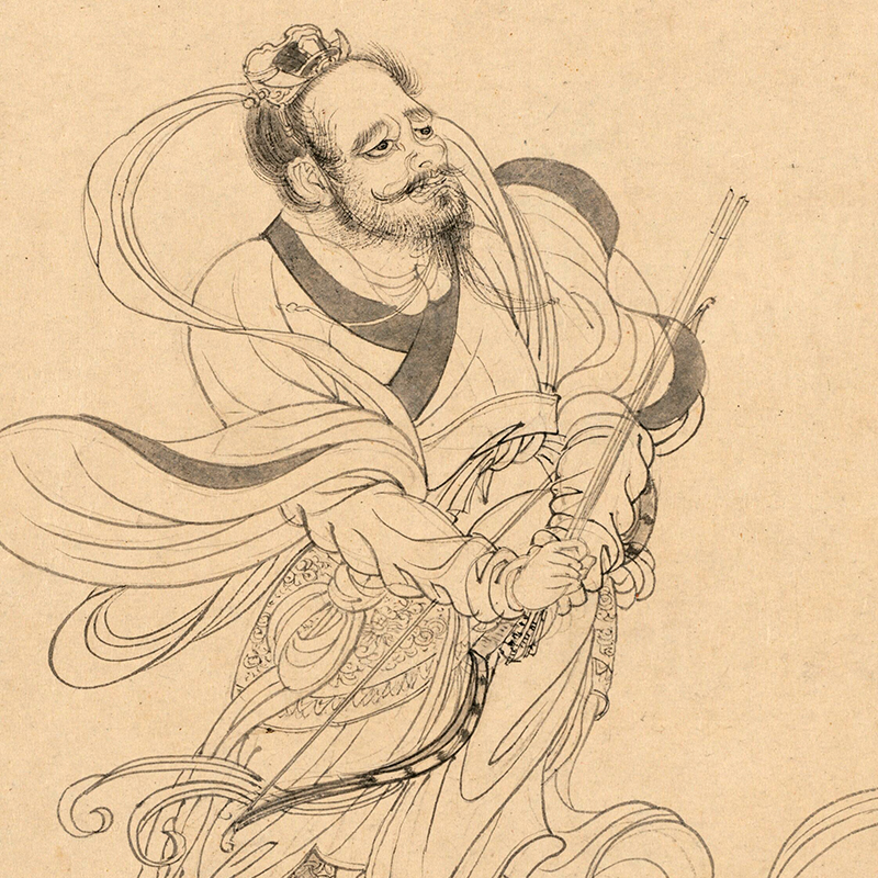 元 张渥 九歌图卷微喷打印宋元人物画临摹画稿底稿工笔线描范本