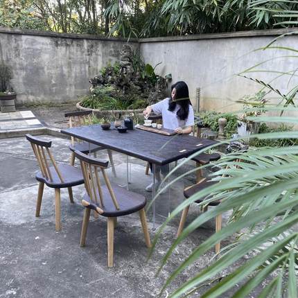 朴然黑檀实木大板桌原木茶桌茶台整板侘寂风家用茶几书桌画案木板
