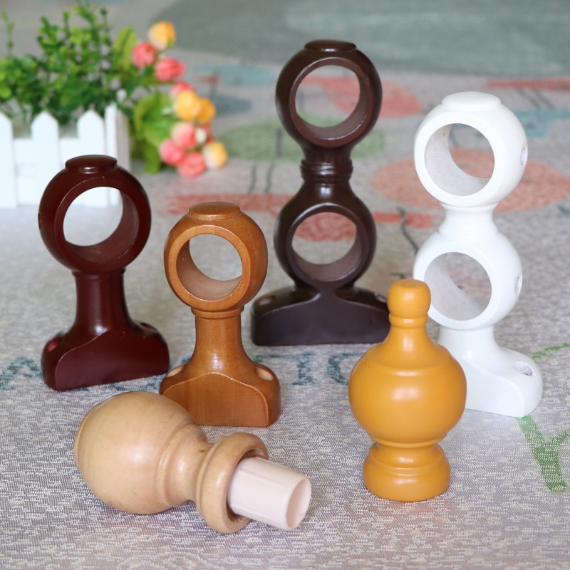 老式实木窗帘杆支架罗马杆35配件单双底座侧顶装双码固定支撑托架