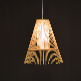 北欧风格 如芒十竹家 新中式 伞型竹编吊灯 禅意藤编灯具 日式