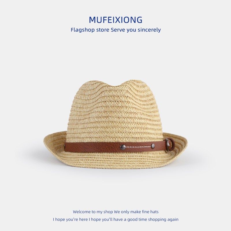 夏季儿童草帽欧美街头短檐卷边小礼帽男孩夏天复古女宝宝爵士帽子,童装/婴儿装/亲子装,帽子,淘宝优惠券,粉丝福利购,淘宝优惠卷
