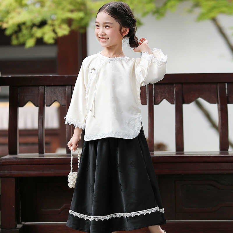 儿童汉服复古倒大袖上衣女童中国风白色内搭衬衣春秋款女孩唐装,童装/婴儿装/亲子装,汉服,淘宝优惠券,粉丝福利购,淘宝优惠卷