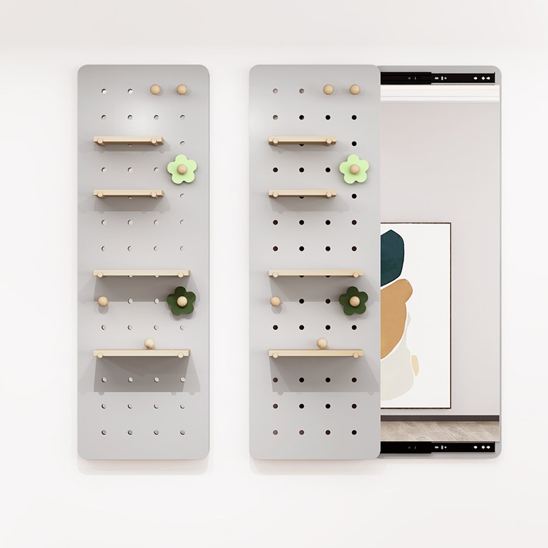 隐形穿衣镜推拉关闭隐藏全身镜子贴墙可遮挡壁挂洞洞板玄关试衣镜