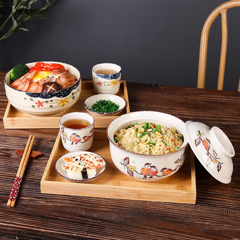 日式陶瓷泡面碗面馆专用碗一人食餐具拉面碗汤碗早餐碗碟套带礼盒