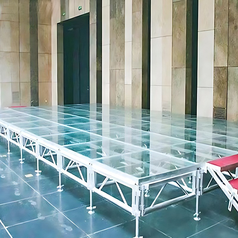 玻璃铝合金舞台 婚庆T台钢化玻璃舞台拼装升降玻璃舞台架直供