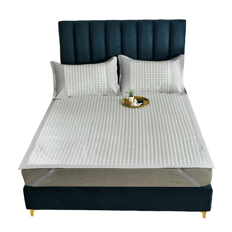 哇噢夏季冰丝凉席三件套床单凉感空调席水洗学生宿舍凉席2件套