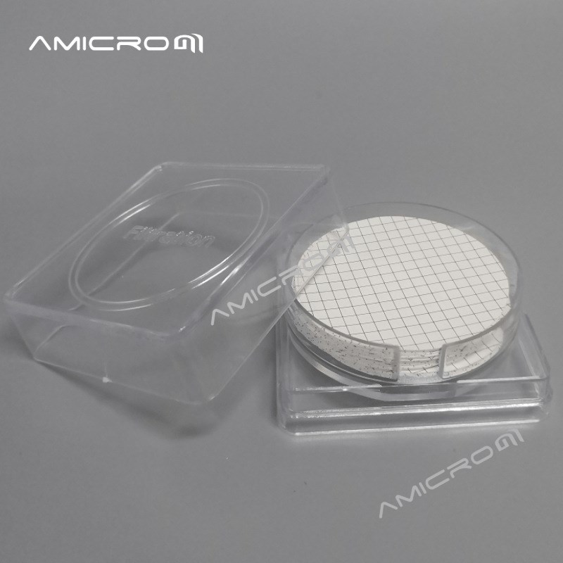 100mm水系白膜0.45m格栅膜白底黑格混合纤维素网格膜 微孔滤膜