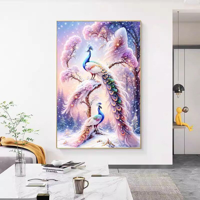 新款新品满钻客厅玄关走廊大幅七彩孔雀新款贴钻十字绣5D钻石画,居家布艺,钻石绣,淘宝优惠券,粉丝福利购,淘宝优惠卷