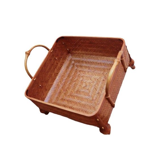 浙江安吉大漆筇竹带耳竹编果篮竹制品精品竹篮子水果篮子收纳篮