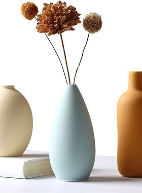现代花器三件套白色花瓶套装摆件家居客厅陶瓷花瓶插花装饰摆设