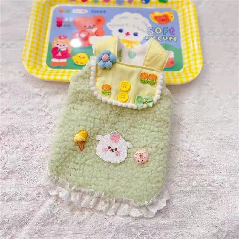 宠物秋冬绒衣衣服狗狗猫咪秋冬保暖可爱小羊背带泰迪博美小马猫咪