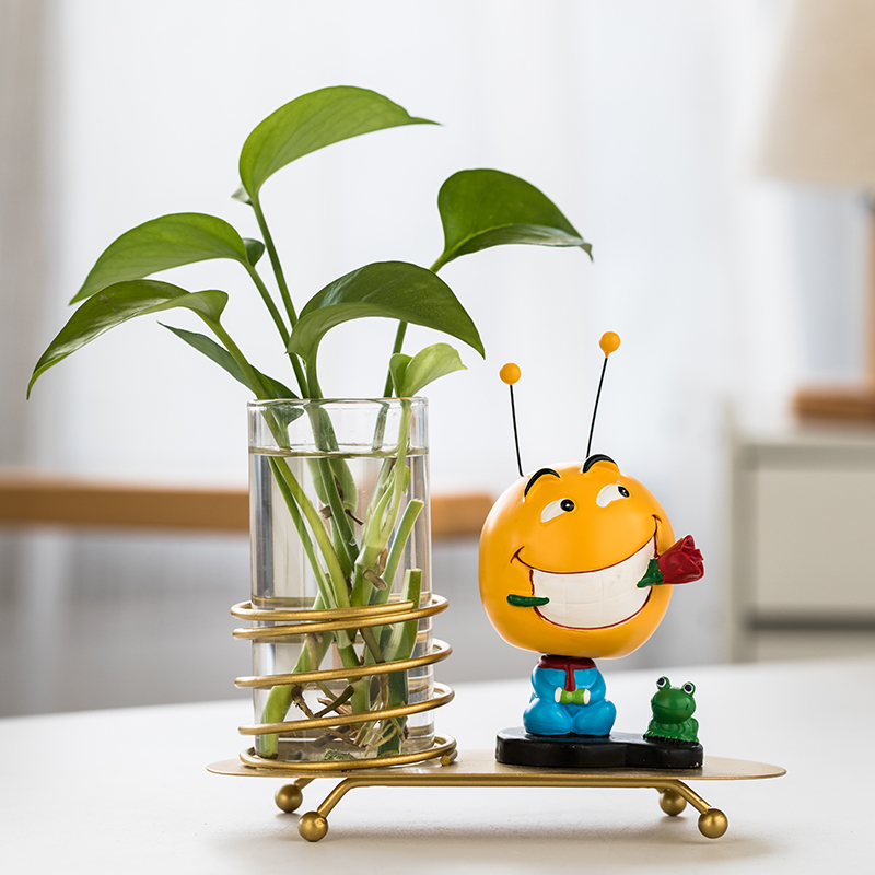 创意绿萝水培植物花瓶玻璃透明容器水养花插卡通花盆器皿客厅摆件
