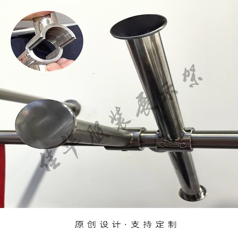 服装店正挂钩正挂杆配件圆管不锈钢正面服装展示架活动正挂架T字