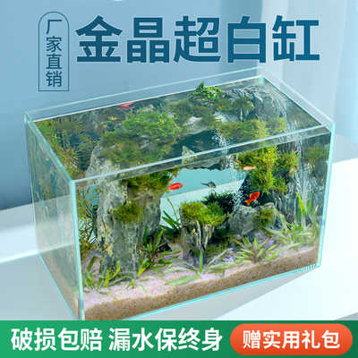 宝宁超白鱼缸玻璃客厅小型侧滤家用桌面金鱼乌龟裸缸新款造景草缸
