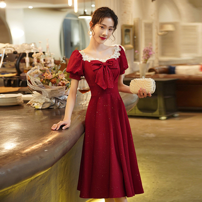 胖mm回门服连衣裙 新娘大码敬酒服平时可穿宴会订婚200斤秋季礼服