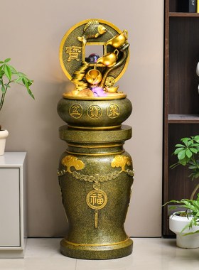 聚宝盆装饰循环流水陶罐摆件办公室客厅风凤水轮招财小众高级水景
