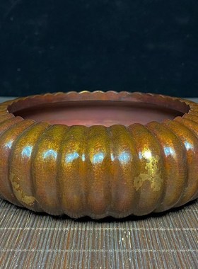 仿古纯铜点金南瓜笔洗铜器工艺品家居吧台玄关电视柜装饰摆件