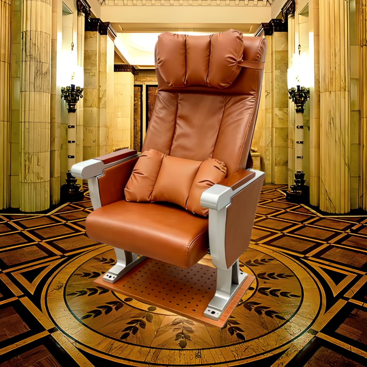 会议室报告厅高档真皮礼堂椅折叠沙发座椅写字板连排办公椅定制