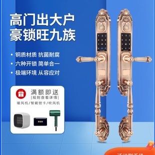 锁家用防盗门锁 李文锁城6811豪华别墅智能全铜指纹入户大门密码