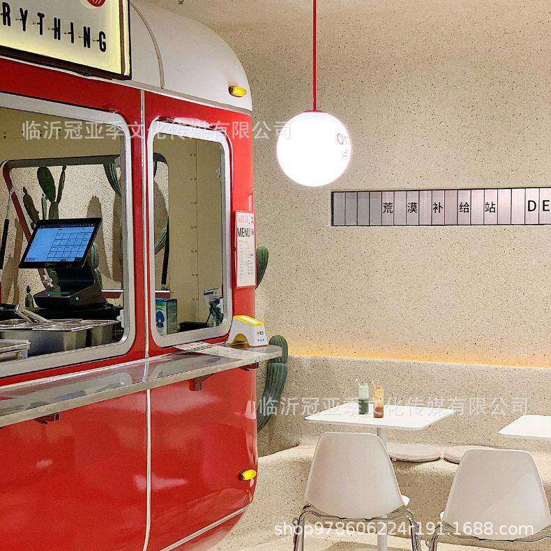 时尚街景清风拖挂餐车户外移动售货车复古餐车餐饮咖啡车