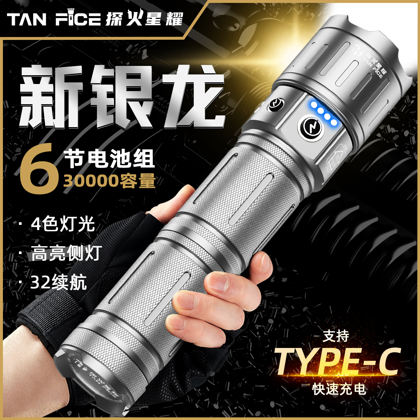 领先升级丨新银龙强光超亮手电筒